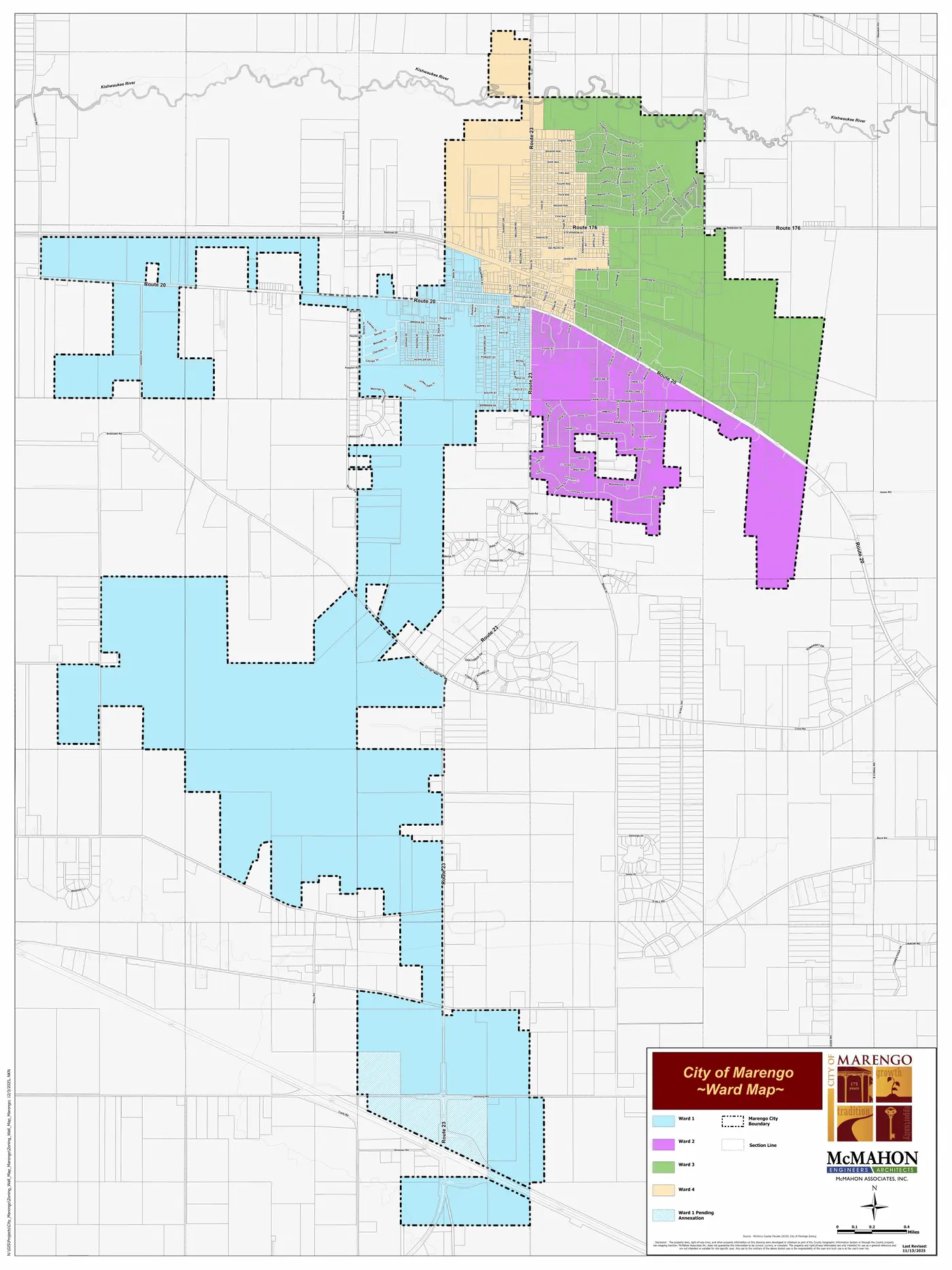 City of Marengo Ward Map — Ward 4 shown in tan